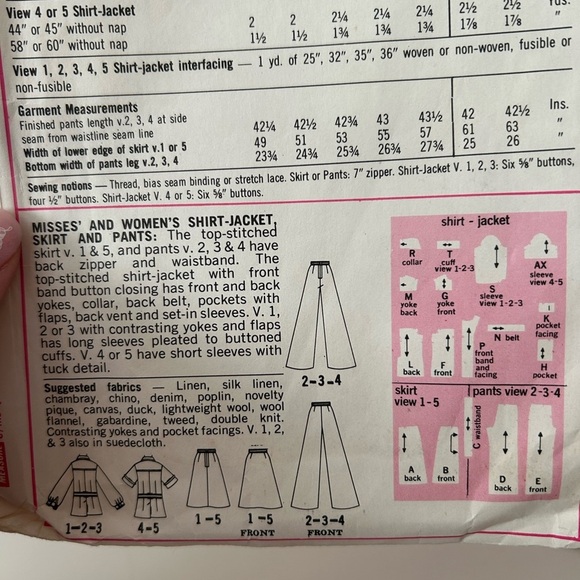 5/$25 sewing pattern woman pant and jacket 1975 size 14 🪡 - Picture 6 of 7